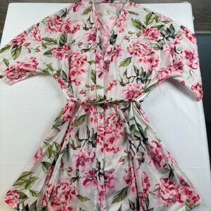 Show Me Your Mumu Floral Robe One Size Tie Waist Kimono Bridal Lounge